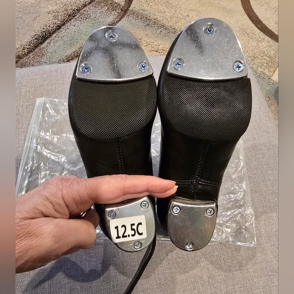 Black Kids Beginner Tap Shoes 12.5 - Picture 2 of 5